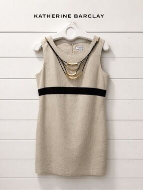 KATHERINE BARCLAY – SLEEVELESS LINEN BLEND DRESS – SIZE M